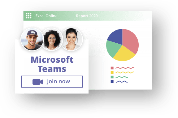Graphical display: Join Microsoft Teams now; Circle diagram